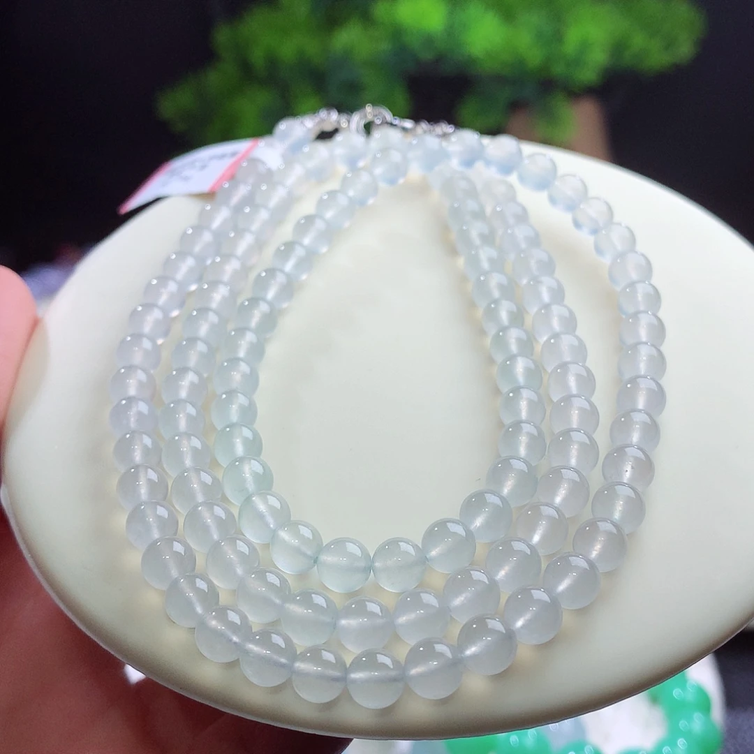 项链未镶嵌翡翠高冰玻 玻璃钢 白月光 卡6mm