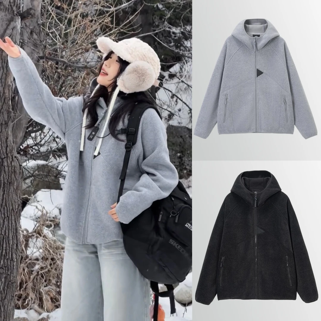 HUMBLE STONE悍石 双重保温【摇粒绒】户外连帽情侣款外套25099