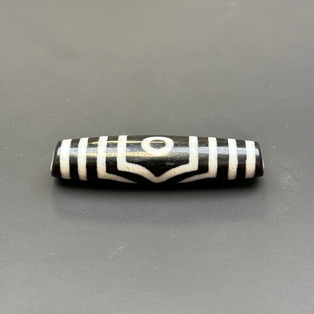 梵藏 台工 白化 黑白 三圆圈 玛瑙 尺寸约52mmx12.3mm