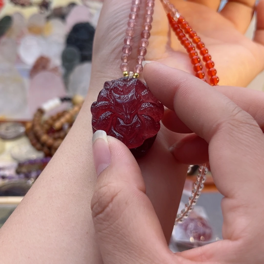 水晶颈饰未镶嵌草莓九尾23