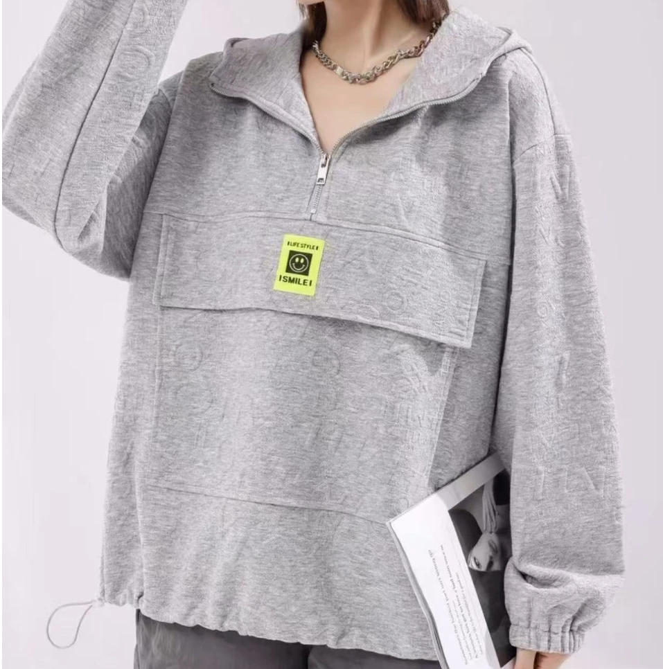 女士百搭连帽笑脸卫衣 172 -A131