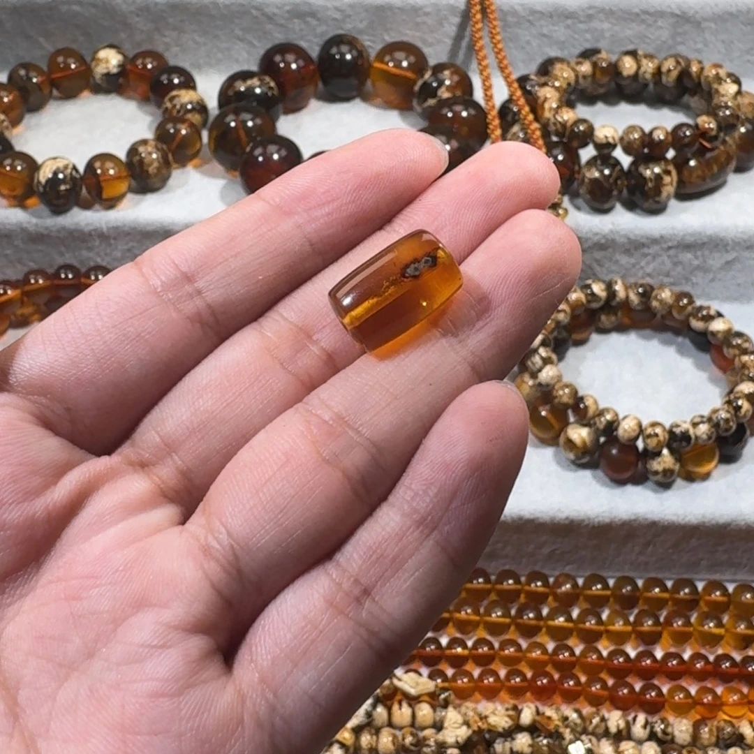 未镶嵌琥珀裸石静****）抚顺琥珀桶珠