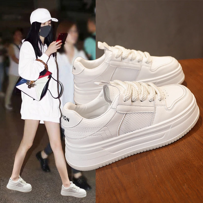 【有皮有网】春夏季新款小白鞋女舒适百搭轻便不累脚休闲鞋厚底增高