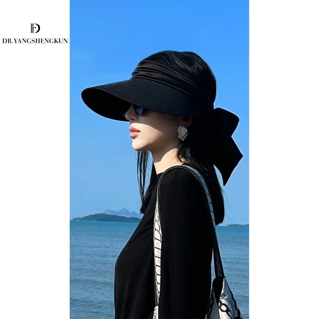 杨圣坤2025夏季蝴蝶结遮阳防晒空顶帽防紫外线太阳帽DR2503-1160