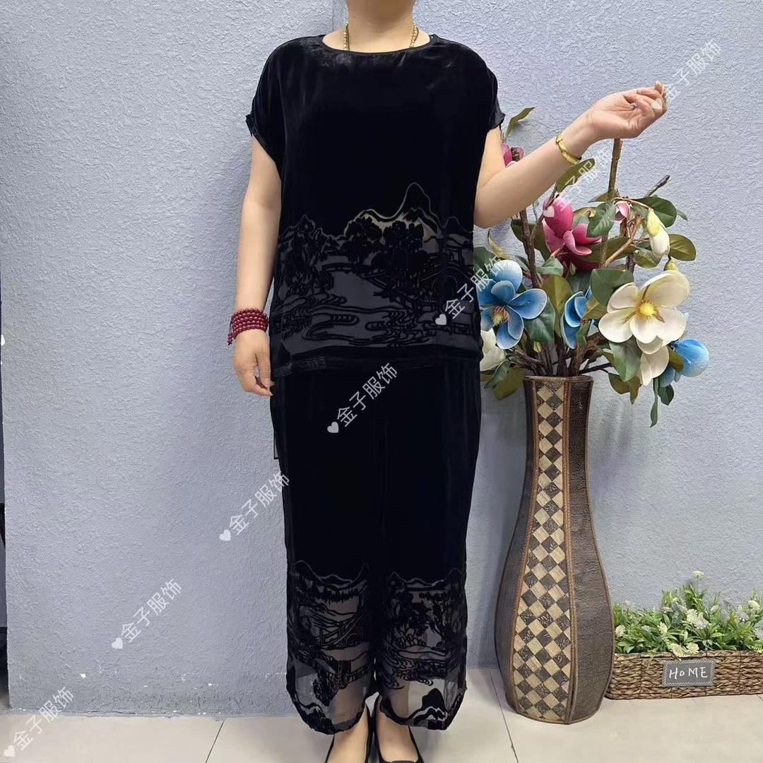 P7-2210+2211桑蚕丝遮肚子时尚显瘦妈妈装