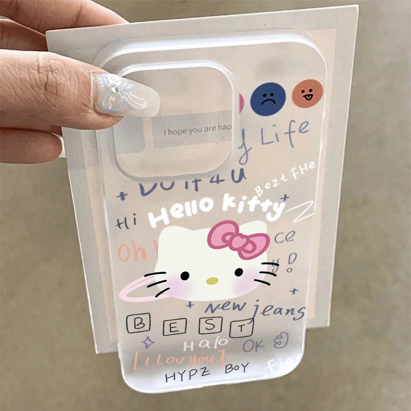 英文KT猫适用iphone16promax苹果15手机壳14PLUS软13幻影12防摔11