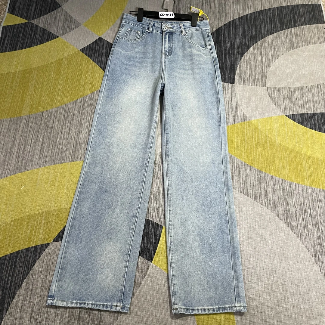 C6-1533高货 浅蓝美式小众超正高腰窄版直筒裤 无弹（不退换）