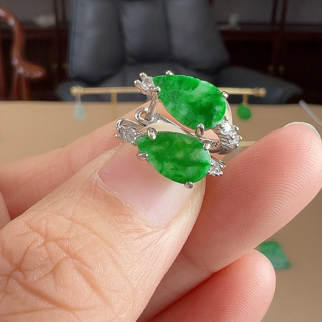 翡翠银S925镶嵌耳饰耳饰54