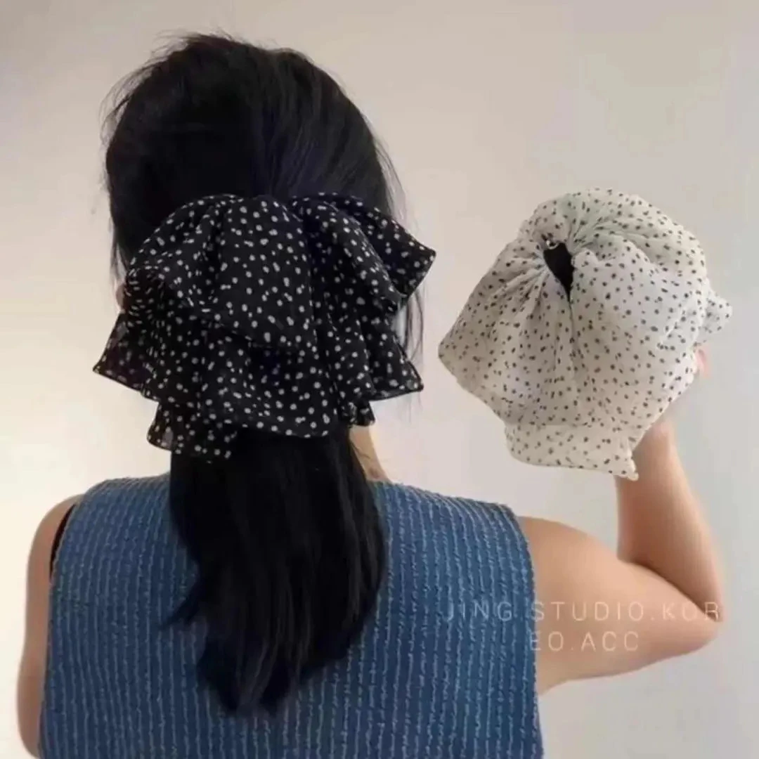 【细雨波点】韩版气质百搭飘逸蝴蝶结发抓仙女头扎发夹女马尾抓商品图