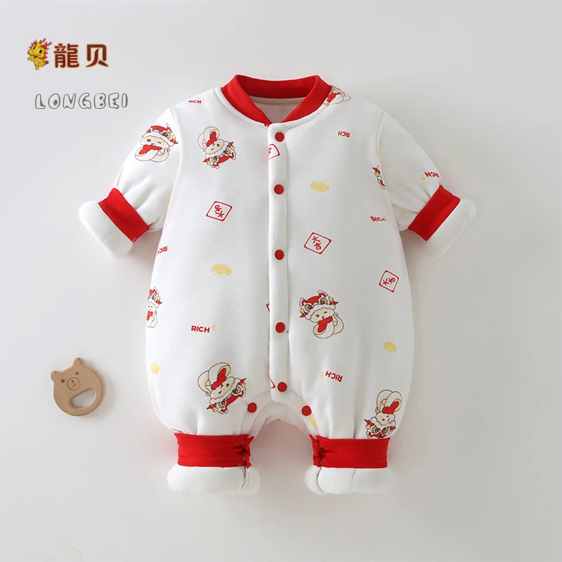 【平台优选】龍贝棉花连体衣400克重加厚一件过冬宝宝新生儿纯棉