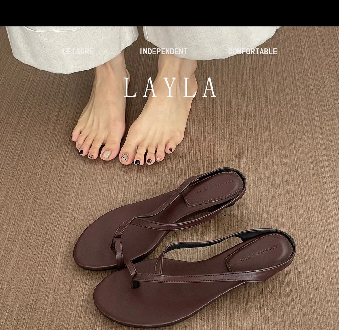 高跟ins人字拖翻边休闲凉拖鞋