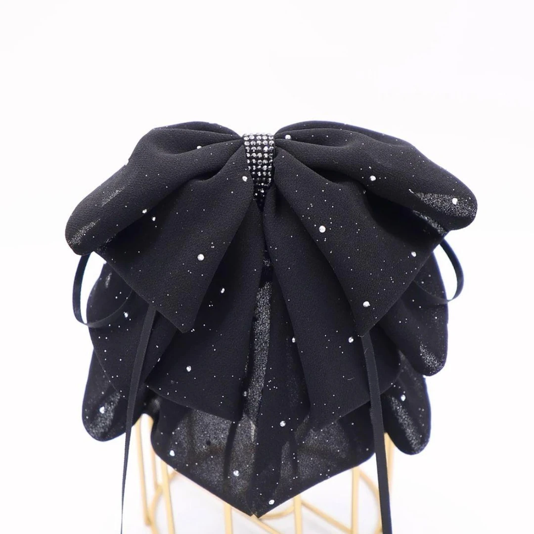 2025新款高级感满天星蝴蝶结飘带马尾夹气质时尚百搭显发量发夹女