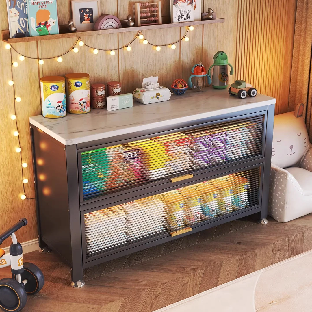 婴儿喂养台收纳柜子宝宝玩具用品置物架落地防尘大容量岩板储物柜