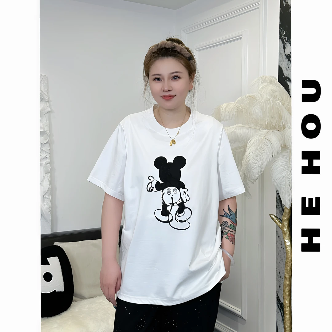 504561 和后面料自带香水香味夏季宽松印花T恤黑色卡通