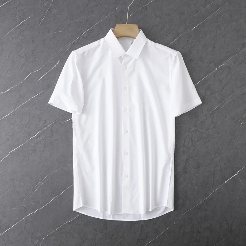 HS331剪标夏季男士短袖衬衫男纯色易打理挺括商务正装衬衣男