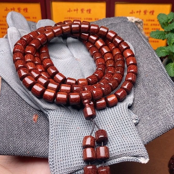 木毕业级别，印尼小叶紫檀1.0直切桶珠老料泥料无敌爆满真金星