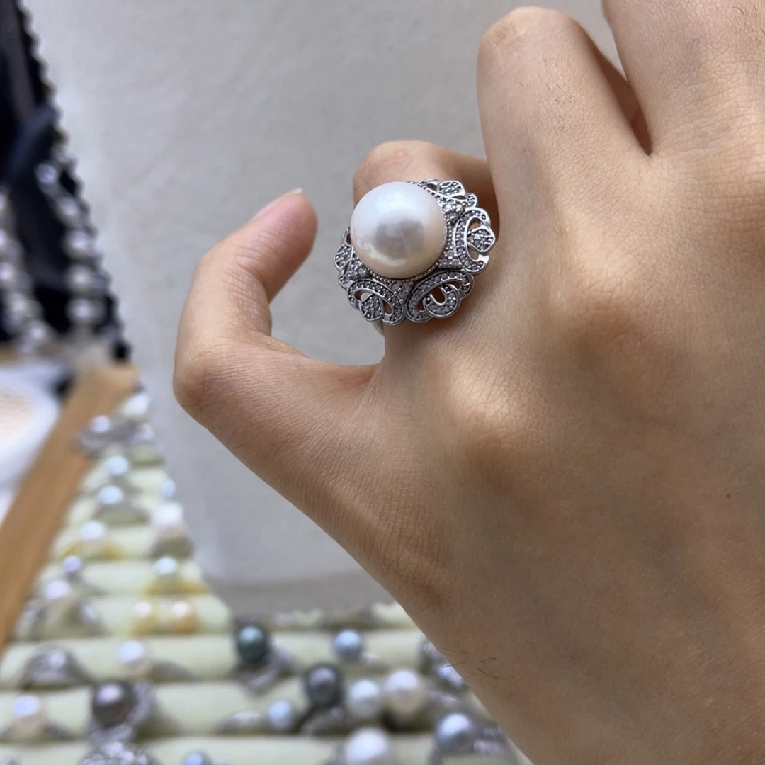 淡水珍珠银S925镶嵌戒指