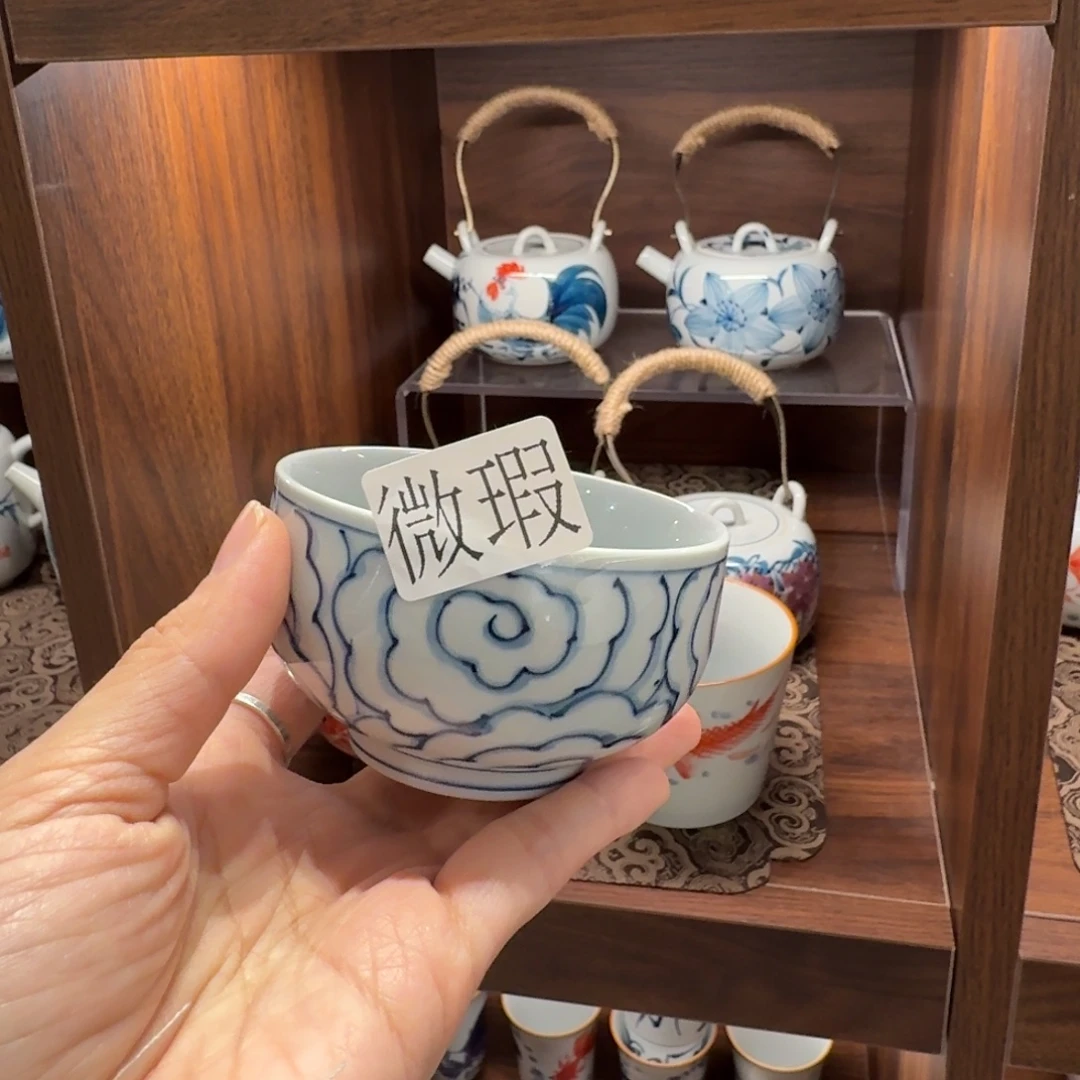 釉下手绘茶具微瑕