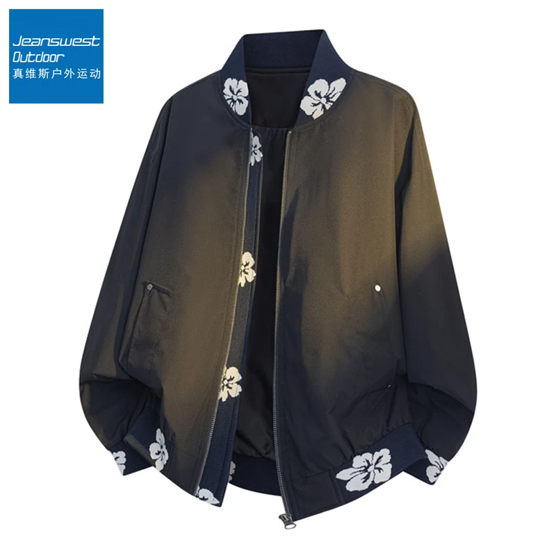 真维斯户外运动美式休闲棒球服春秋复古潮牌宽松情侣百搭夹克外套