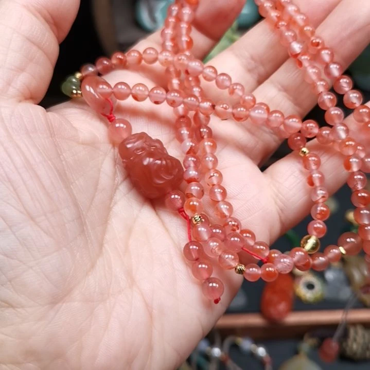 南红玛瑙颈饰银S925镶嵌懿**桃