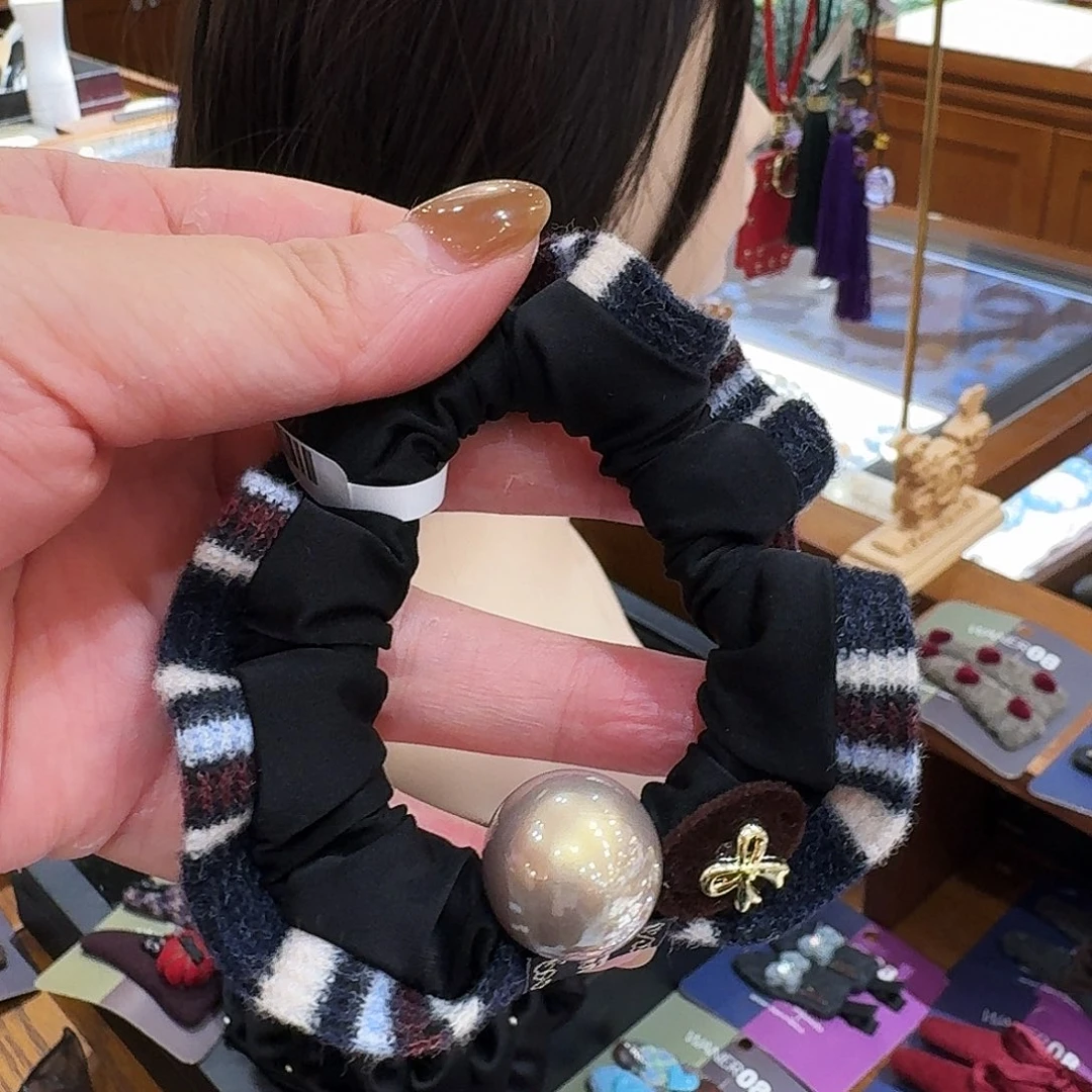 皮质非金属蓝色发圈