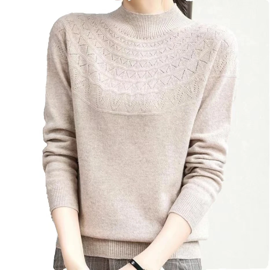 【川白】“无缝一体成衣” 圆领纯色时尚净版百搭长袖针织套头