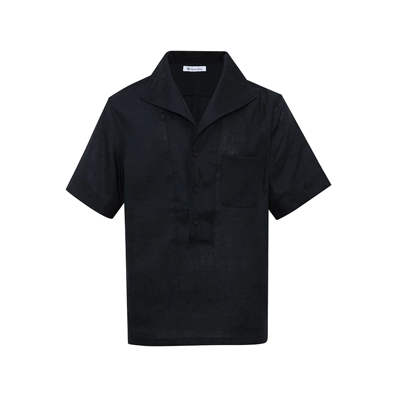 SAVOUR GENTRY DG同风亚麻短袖三粒扣衬衫 25BC012