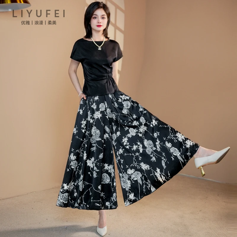 2025新款醋酸锻半身裙裤百搭四季款印花裙裤