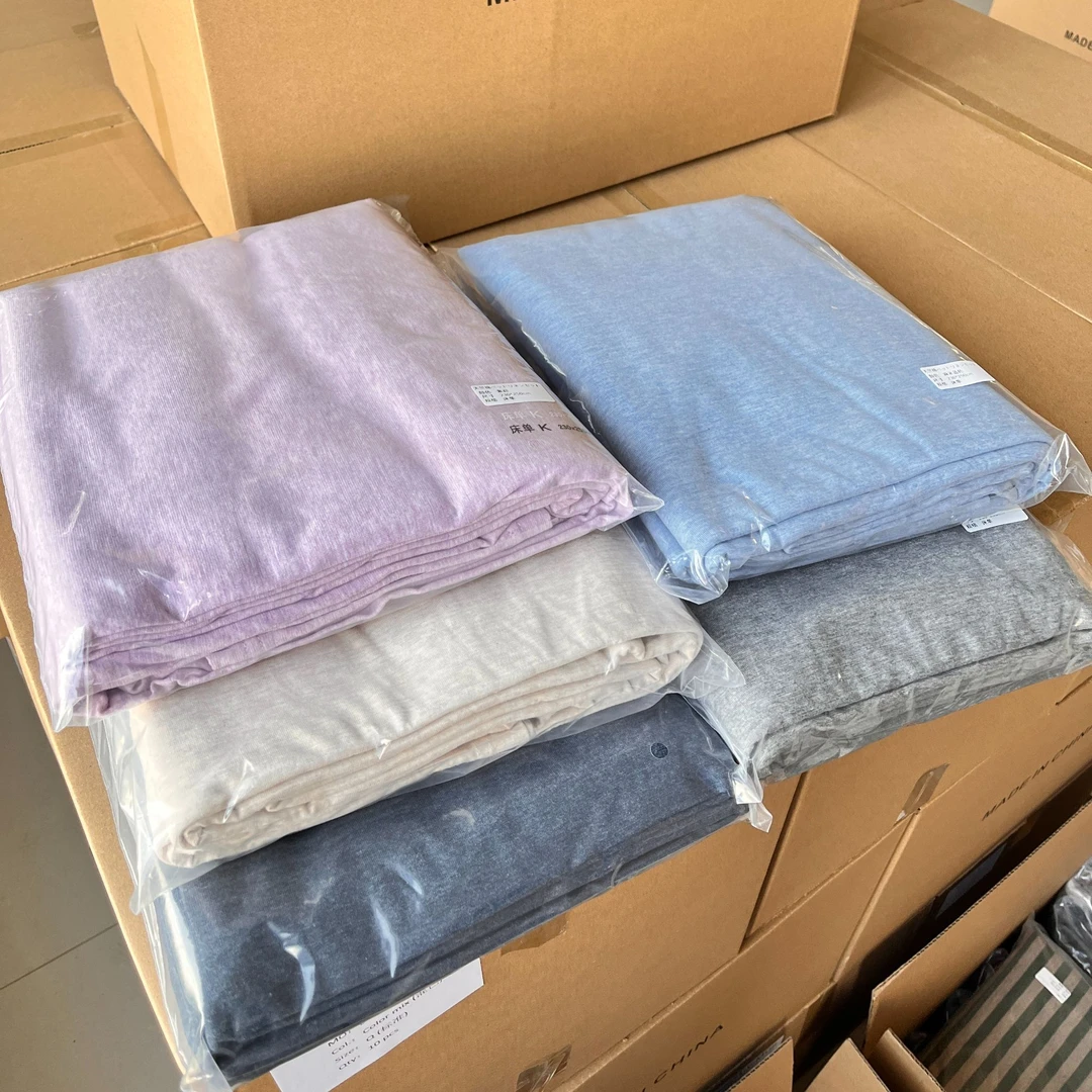 M039-W全棉配套床单枕套天竺棉针织棉学生单件床单枕套三件套