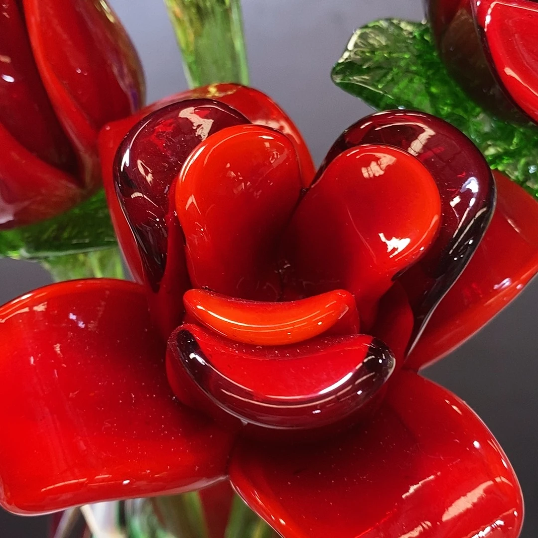 琉璃玫瑰花1支纯手工