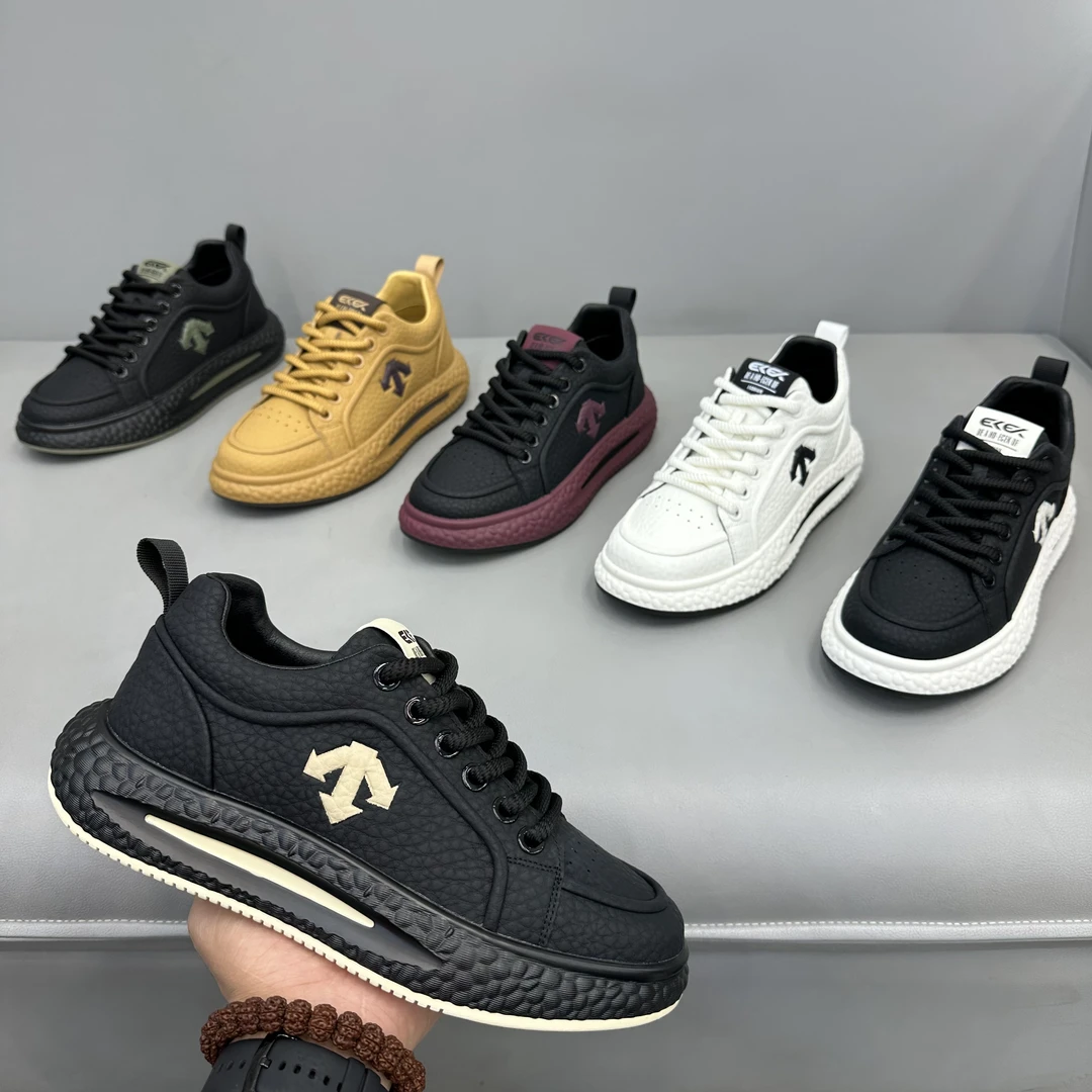 四季新款低帮系带圆头摇摇底舒适增高运动休闲鞋防滑软底百搭男鞋