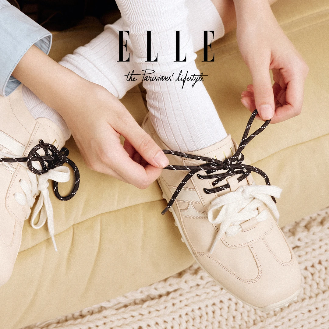 ELLE多巴胺双鞋带德训鞋女2025秋季新款超软显脚小登山运动阿甘鞋