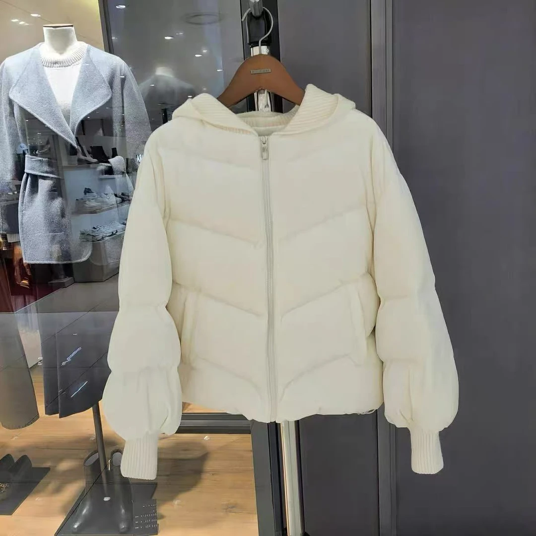 美夏绒面连帽短款鹅绒羽绒服女冬季时尚保暖AW241566