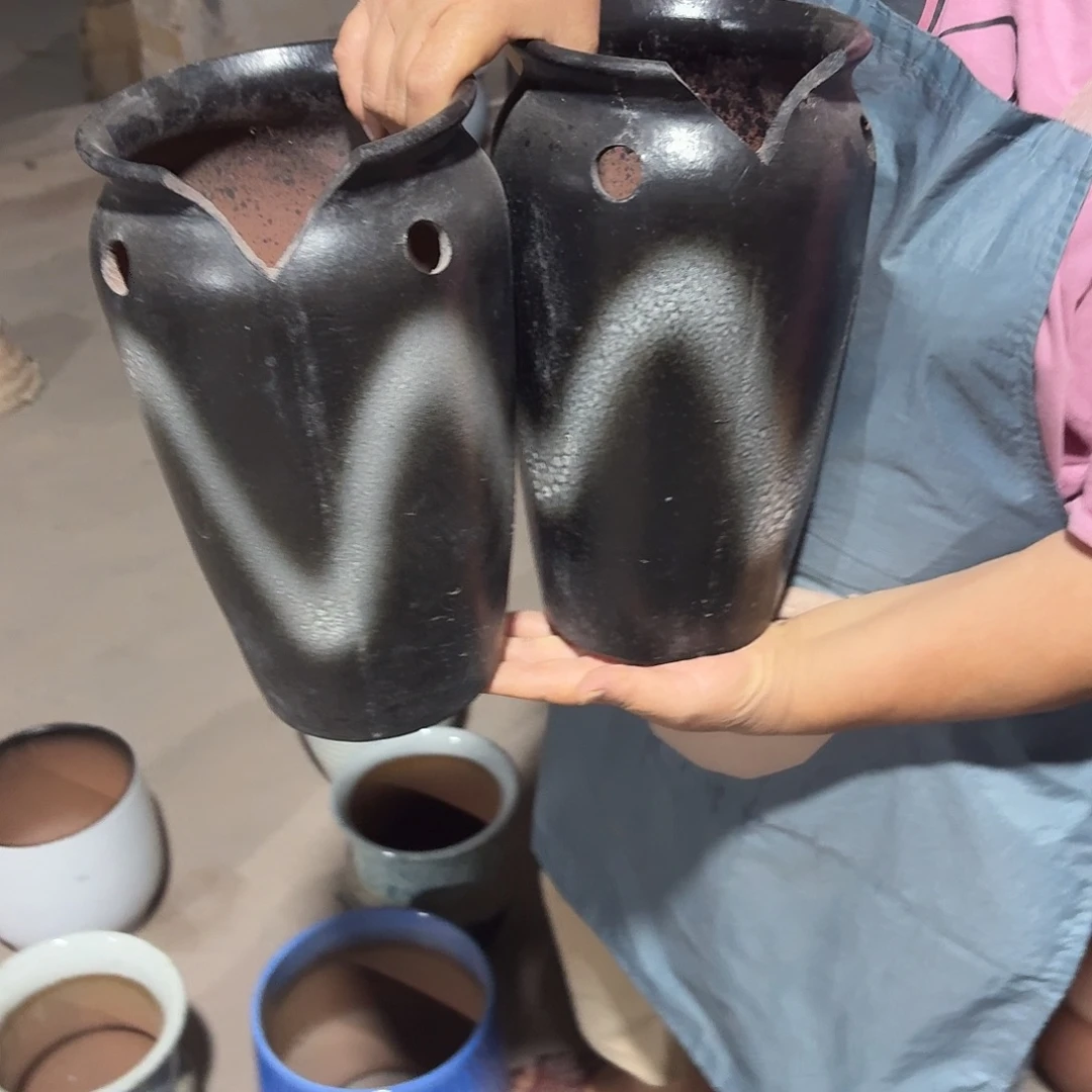 紫砂花盆口15高28