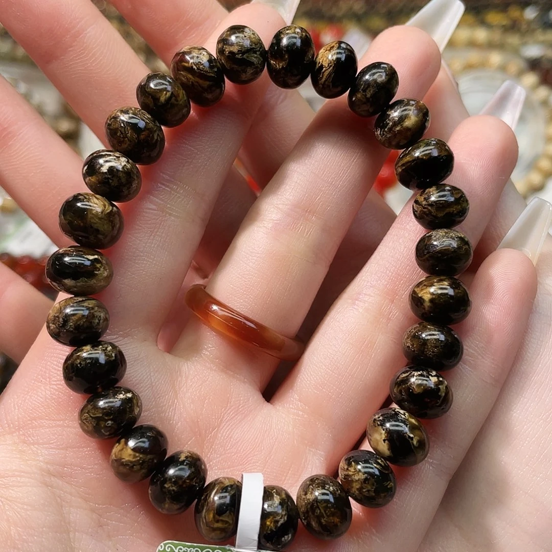 琥珀未镶嵌裸石抚顺琥珀9➕手串黑花