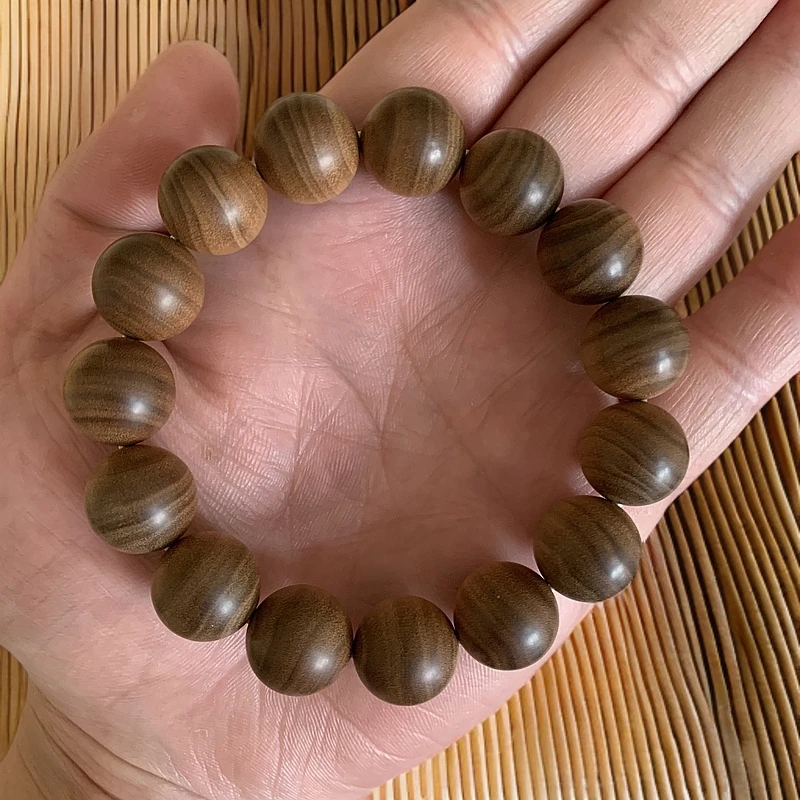 正宗印度正区迈索尔老山檀香横纹黑肉虎皮纹奶香1.5男士单圈手串