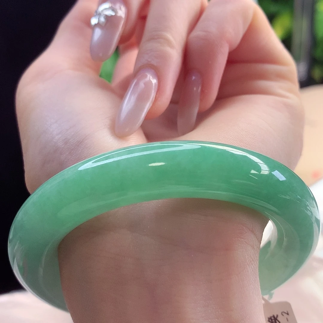 未镶嵌手镯翡翠天然A货翡翠55-56卡双十二胖圆富婆绿23号