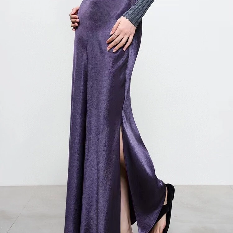 高个子重磅醋酸鱼尾裙半裙 优雅气质约会长裙褶皱肌理纹垂感显瘦