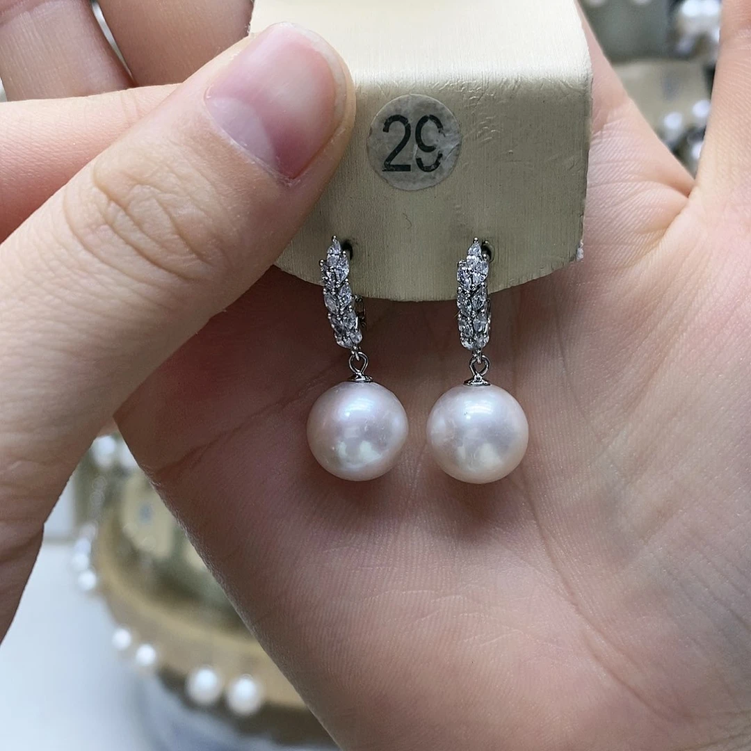 淡水珍珠耳饰银S925镶嵌