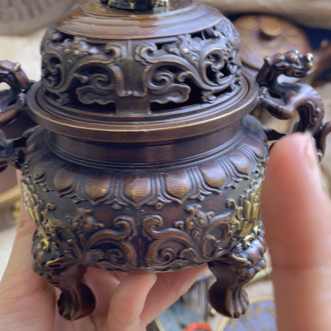 原矿风磨铜熏香炉