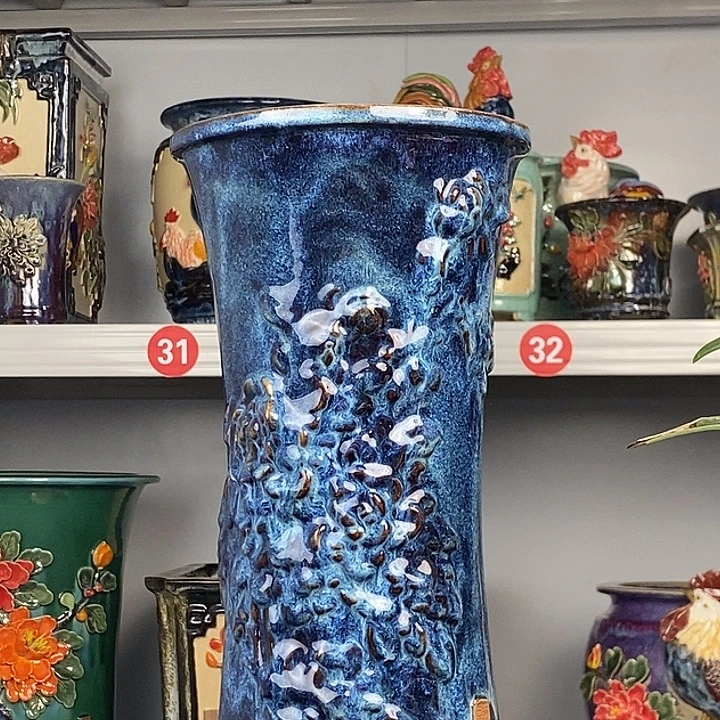 红***油正宗岭南石湾盆蓝色