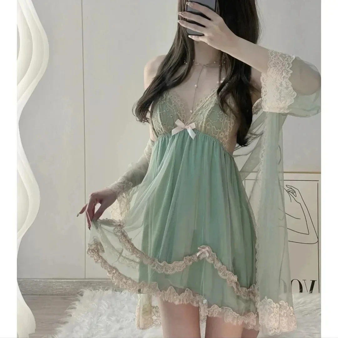 <小家仙女>睡衣女冰丝蕾丝吊带高级纯欲氛围感性感宫廷2352