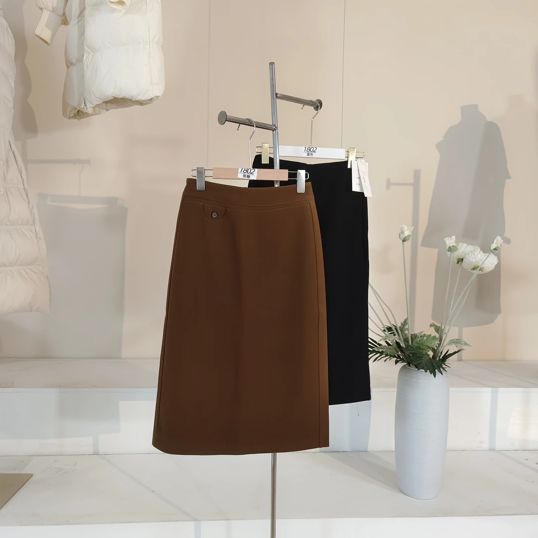 【大飞自营】1802 西装面料半身裙显瘦遮胯高腰气质开叉百搭时尚