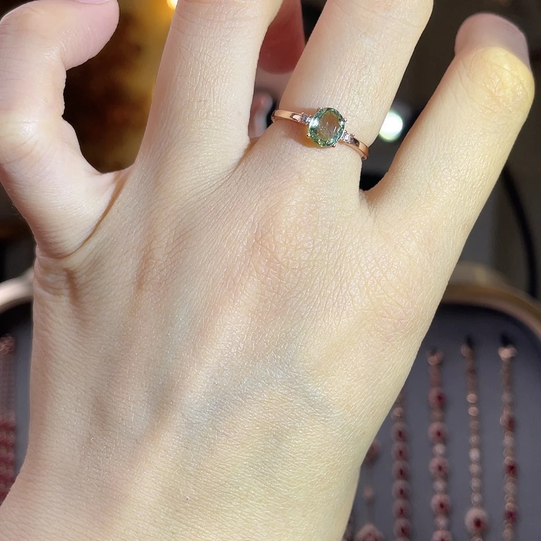 银S925镶嵌戒指碧玺