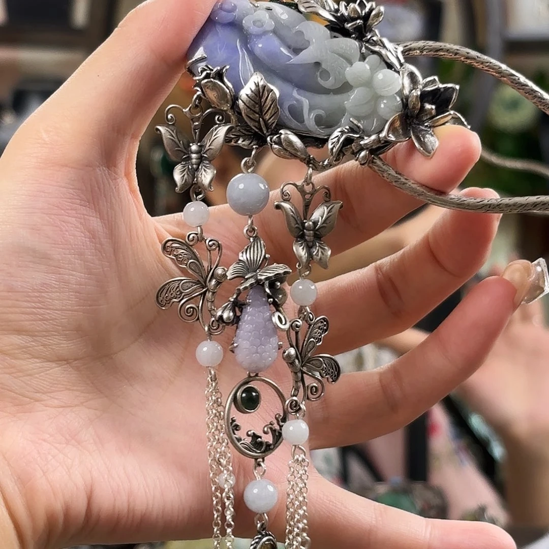 翡翠银S925镶嵌发饰翡翠