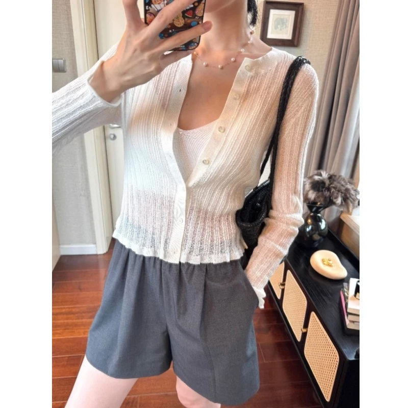 白色针织衫小外搭罩衫开衫薄款冰丝防晒衫女夏季短款外套空调披肩