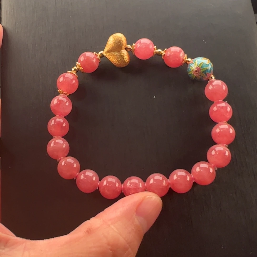 银S925镶嵌菱锰矿（红纹石）戒指