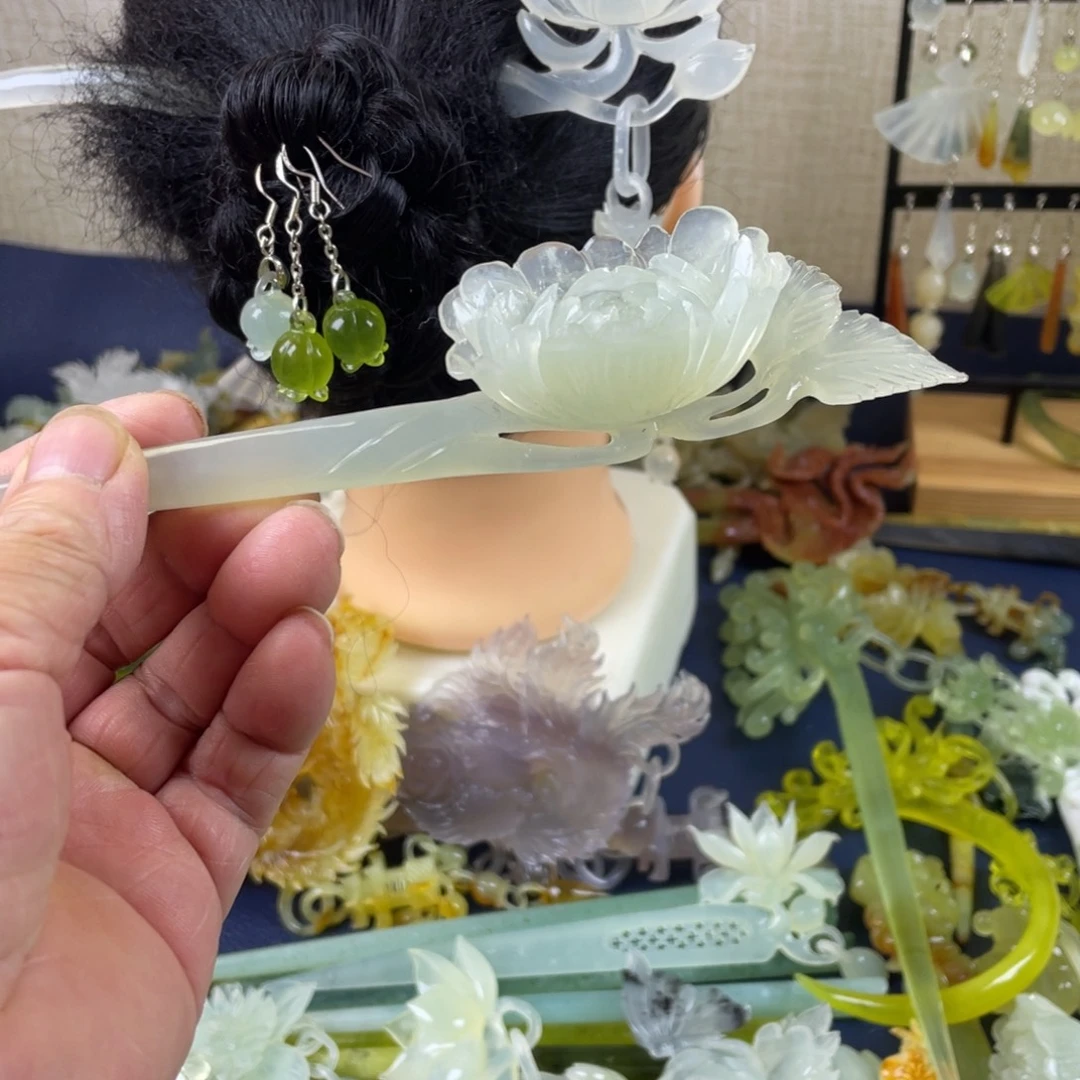 蛇纹石玉未镶嵌发饰