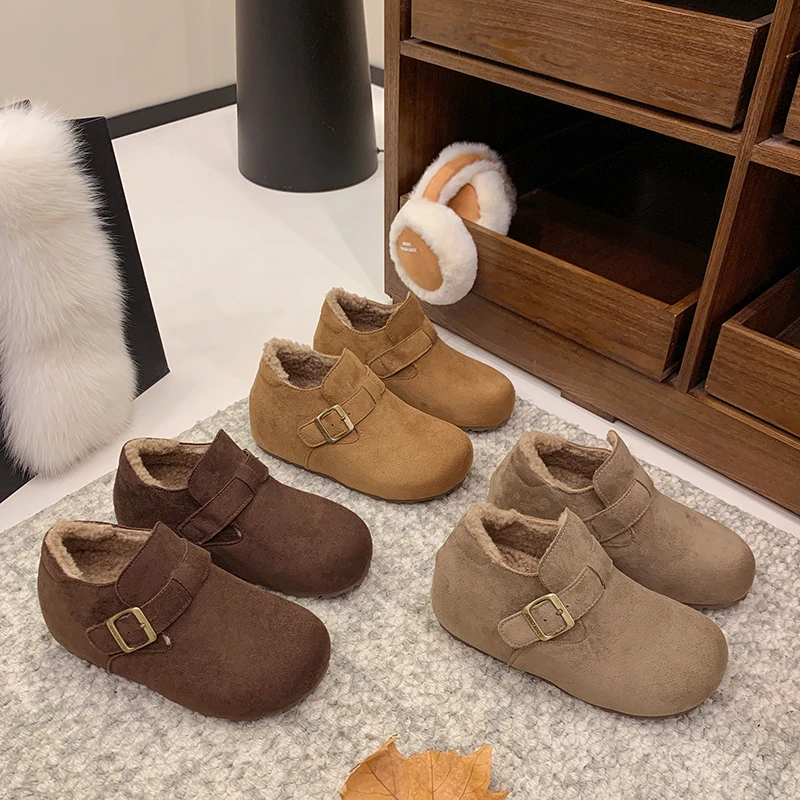 7CM增高加绒单里舒适勃肯鞋2025冬季新款百搭厚底女鞋复古棉鞋