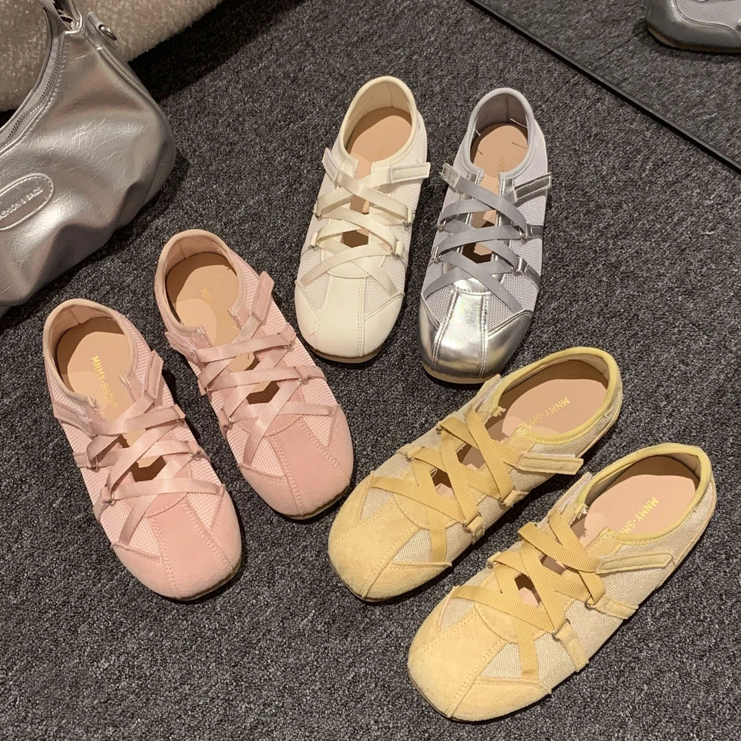 贾不假芭蕾德训鞋女2025夏季新款流行时尚百搭轻便舒适透气休闲鞋